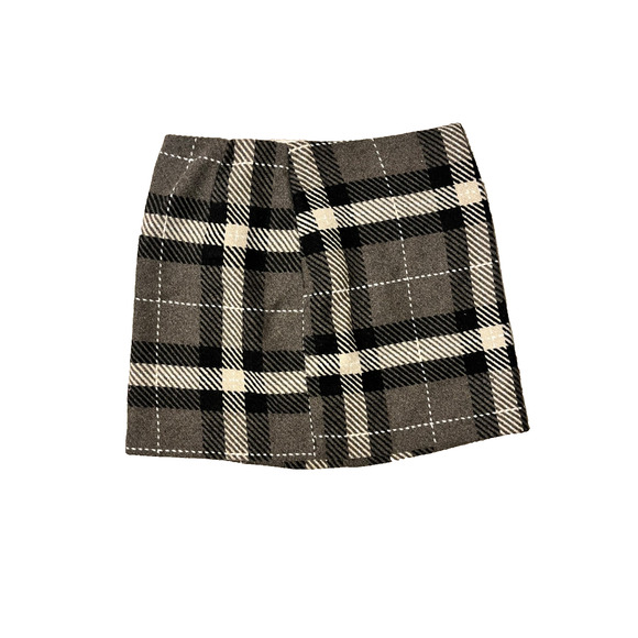 H&M Dresses & Skirts - Women's H&M Brown Black Lined Plaid Skirt 30 Inch Waist Back Zip 16" Length